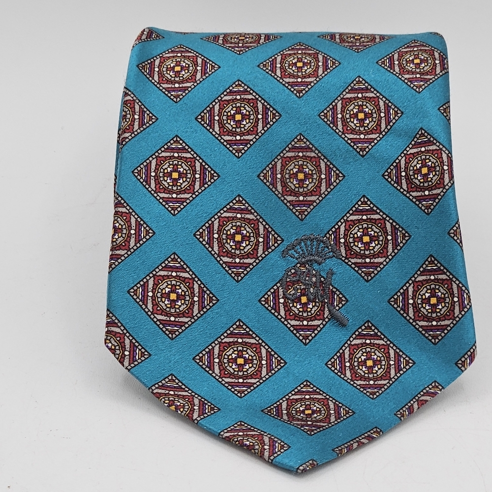 Countess Mara silk vibrant blue geometric pattern tie